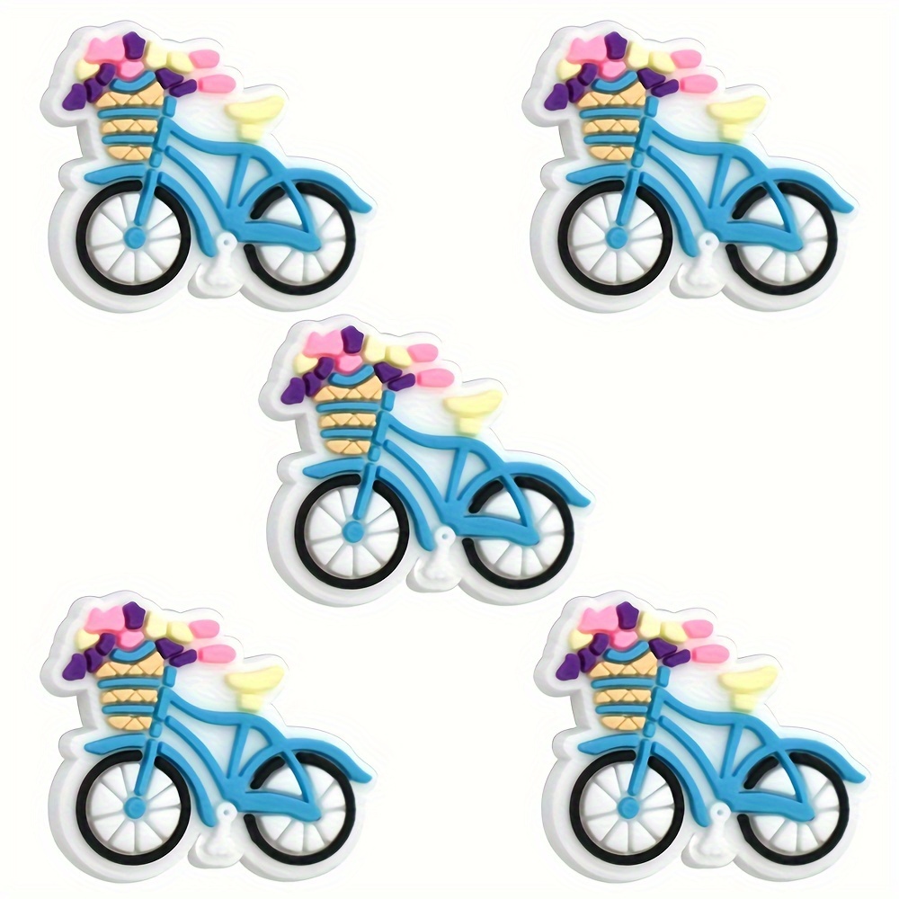 Image of 5pcs, Pvc, Transportation Bicycle Pen Beads, Pen Beads, Suitable For Jewelry Diy Key Bag Chain Decoration Accessory Buckles, No Pen