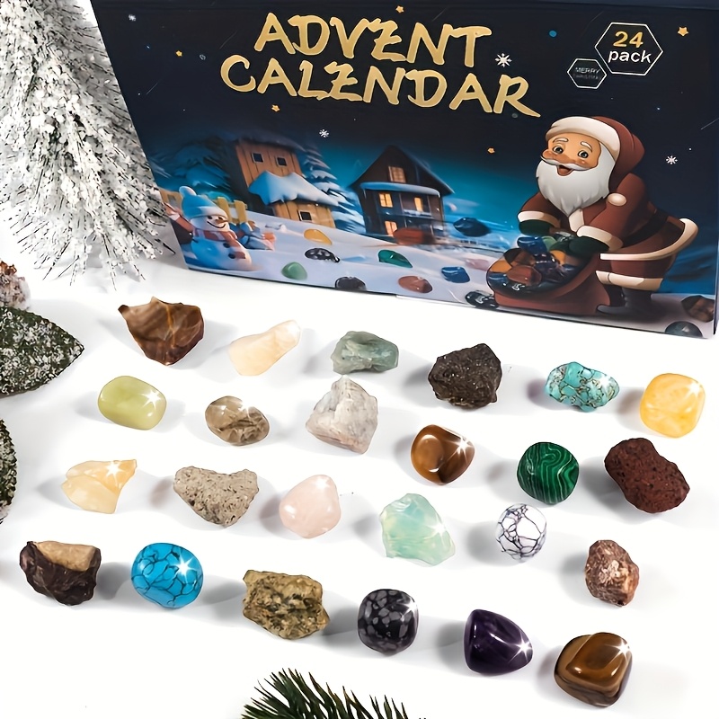 TEMU Set de Calendario del Adviento de Piedras Preciosas de Cuarzo Natural - Decoración Natural para el en el Hogar y , Regalo Único de Navidad (Set