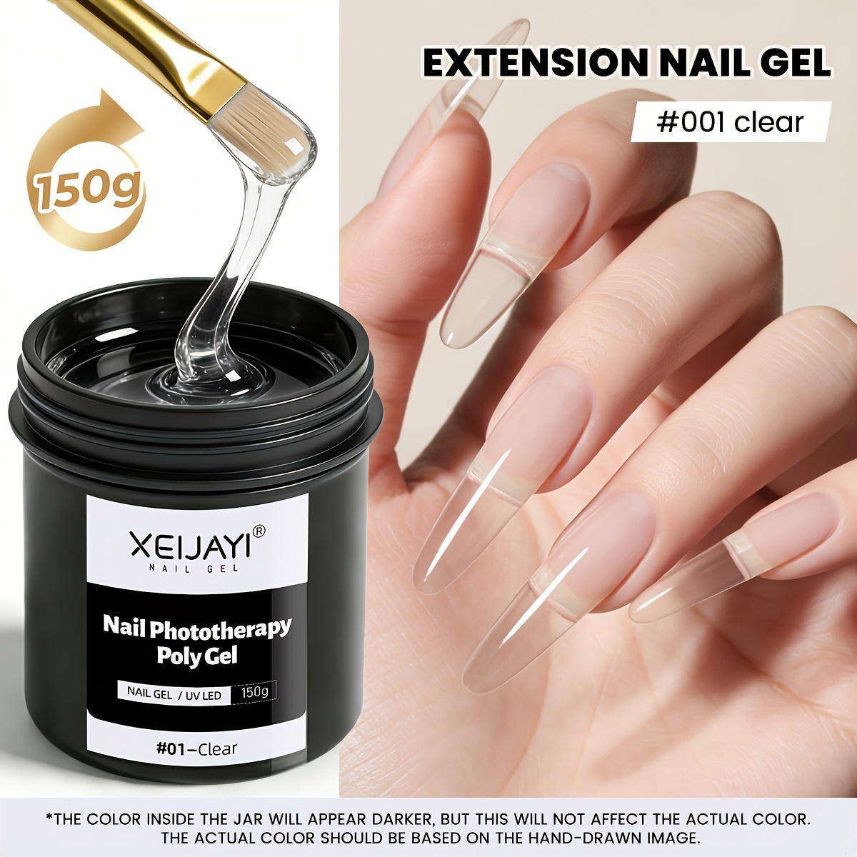 Image of 150g Large Extension - Large Capacity Canned Extension For Quick Construction, Solid No Paper Tray Quick Extension Crystal For Nail Art, Professional Manicure Tools
