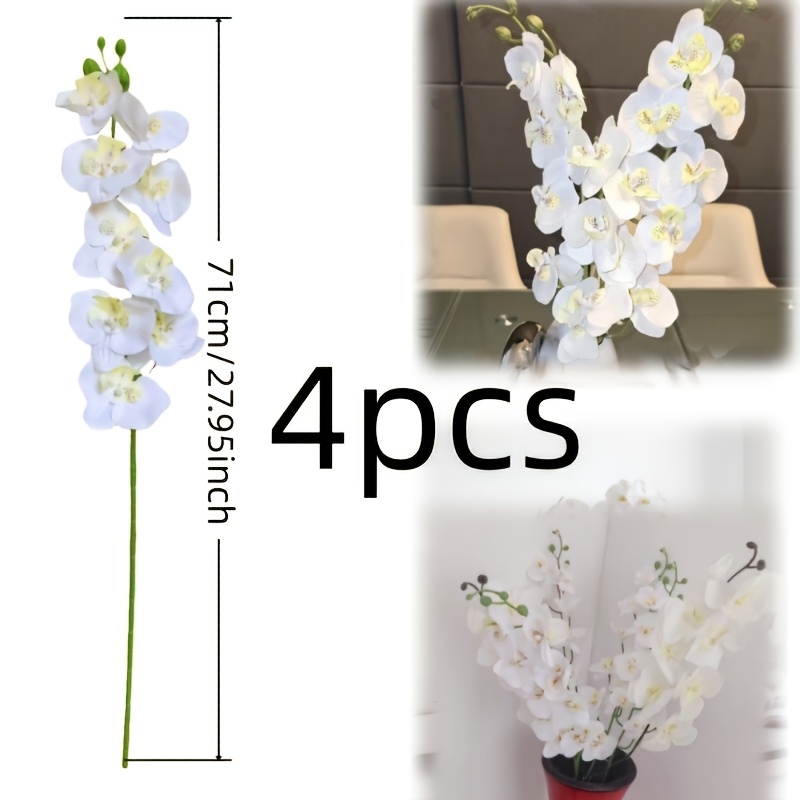 4pcs Set (total 36 Flowers), 27.95-inch Artificial Phalaenopsis Orchid: Maintenance-free Long , Use, Suitable For Home/wedding/office Decor