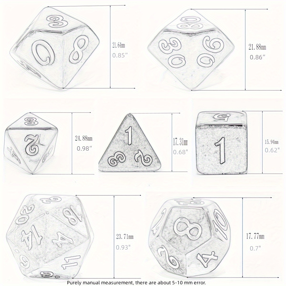 7pcs Board Game Resin Dice with Embedded Cartoon Objects