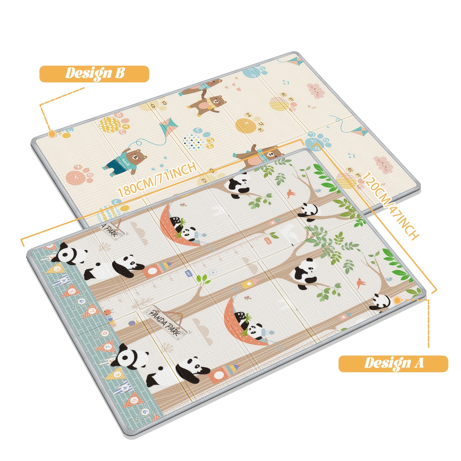 79x71 Inch 2-Sided XPE Baby Play Mat for Development