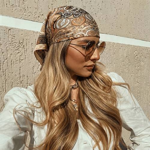 women vintage paisley square scarf 70cm suitable for neck hair bandana satin feel retro shawl for daily wear elegant accessory hand washable suitable for parties weddings outdoor