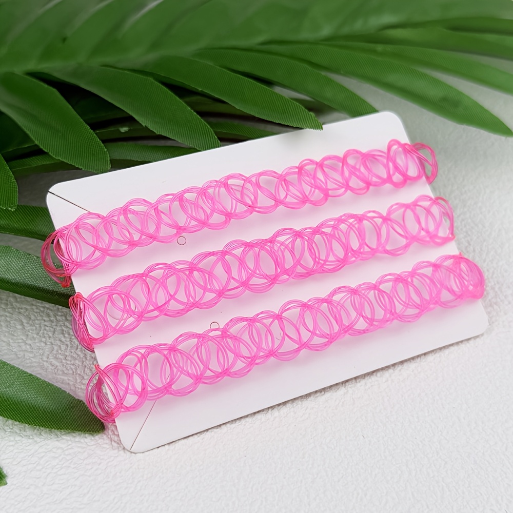 TEMU Collare tatuaggio rosa da 3 pezzi, collare anni '90, collana Y2k, accessori anni '90, gioielli , rosa vintage, grazioso collare tatuaggio ,