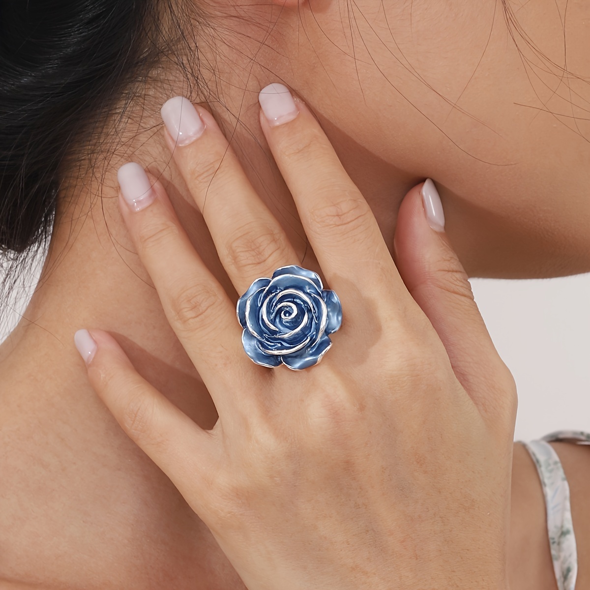 Women's Macaron-Colored Floral Stretch Ring