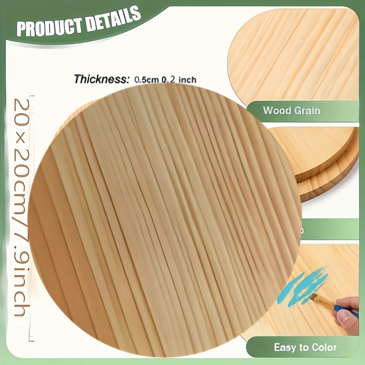 TEMU 2 Formas Redondas, Artículos de Manualidades, Productos de Madera, Se Pueden Dibujar