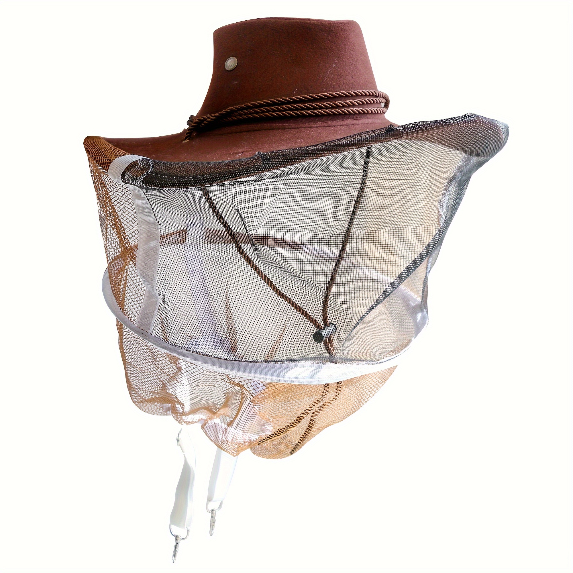 

1pc Cowboy Bee Veil Hat, Beekeeping Hat With Visibility Veil Outdoor Professional Beekeeping Protective Gear