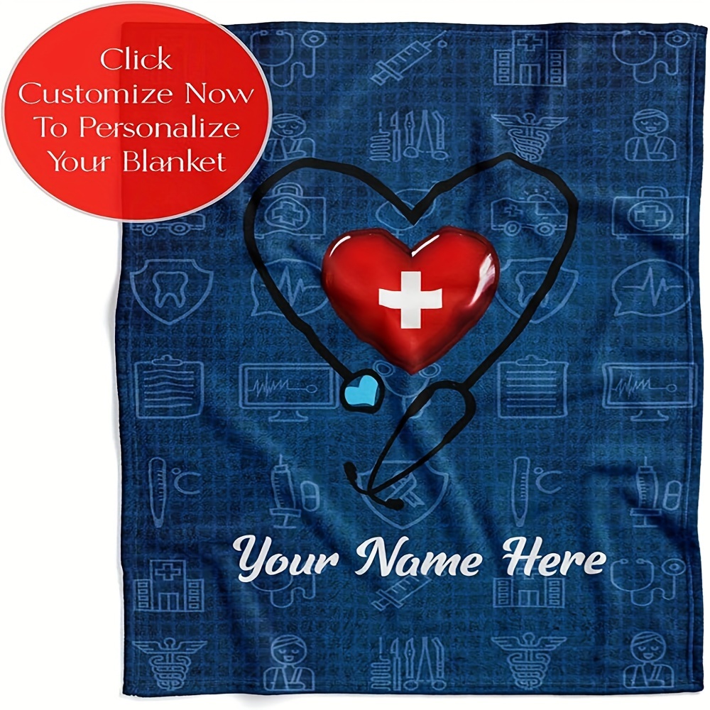 

Customizable Name Medical Blanket - Soft, Warm & Cozy Flannel Throw For All Seasons - Perfect Gift For Nurses, Doctors & Professionals