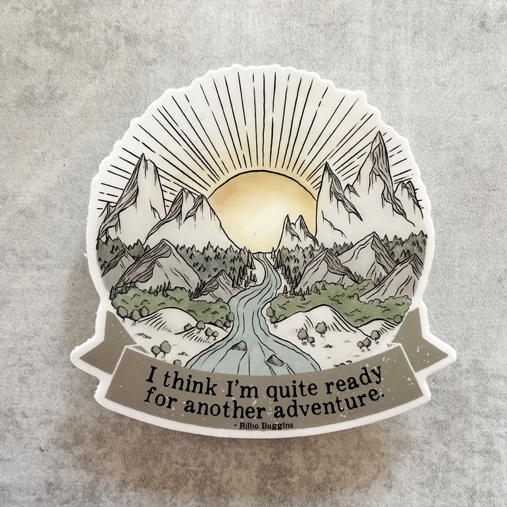 

1 Bilbo 'another Adventure' Waterproof Vinyl Sticker - , Scenic Mountain & River Design With Inspirational Quote, Ideal For , Laptop & Water Bottle Decoration