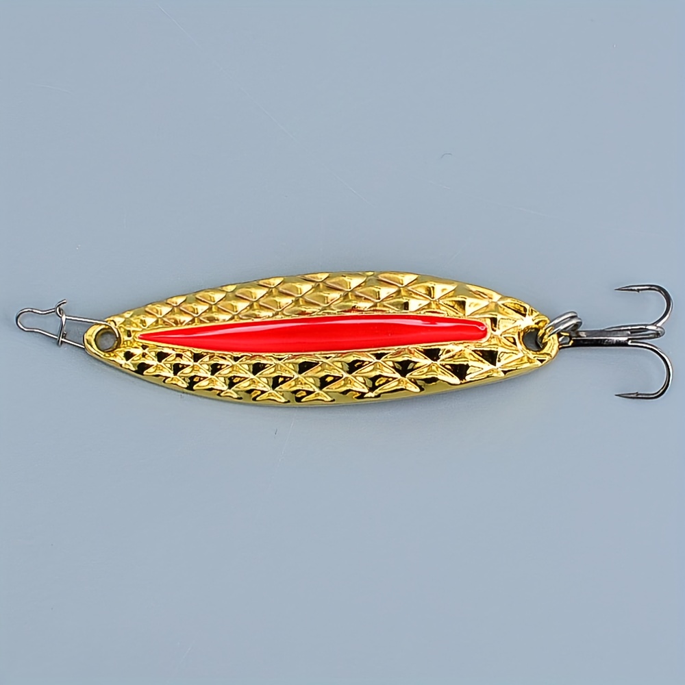 TEMU 1pc Fishing Lure, Golden And Silvery, Metal Spinners Lures With Treble Hook For Freshwater & Saltwater Fishing, 10g 15g 20g