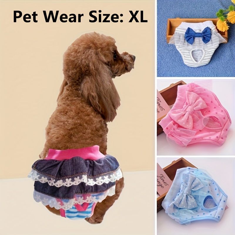 

1pc Cartoon Graphic Pet Sanitary Pants Fir Female Dogs, Multifunctional Pet Pants With Lace Skirt For Healthy