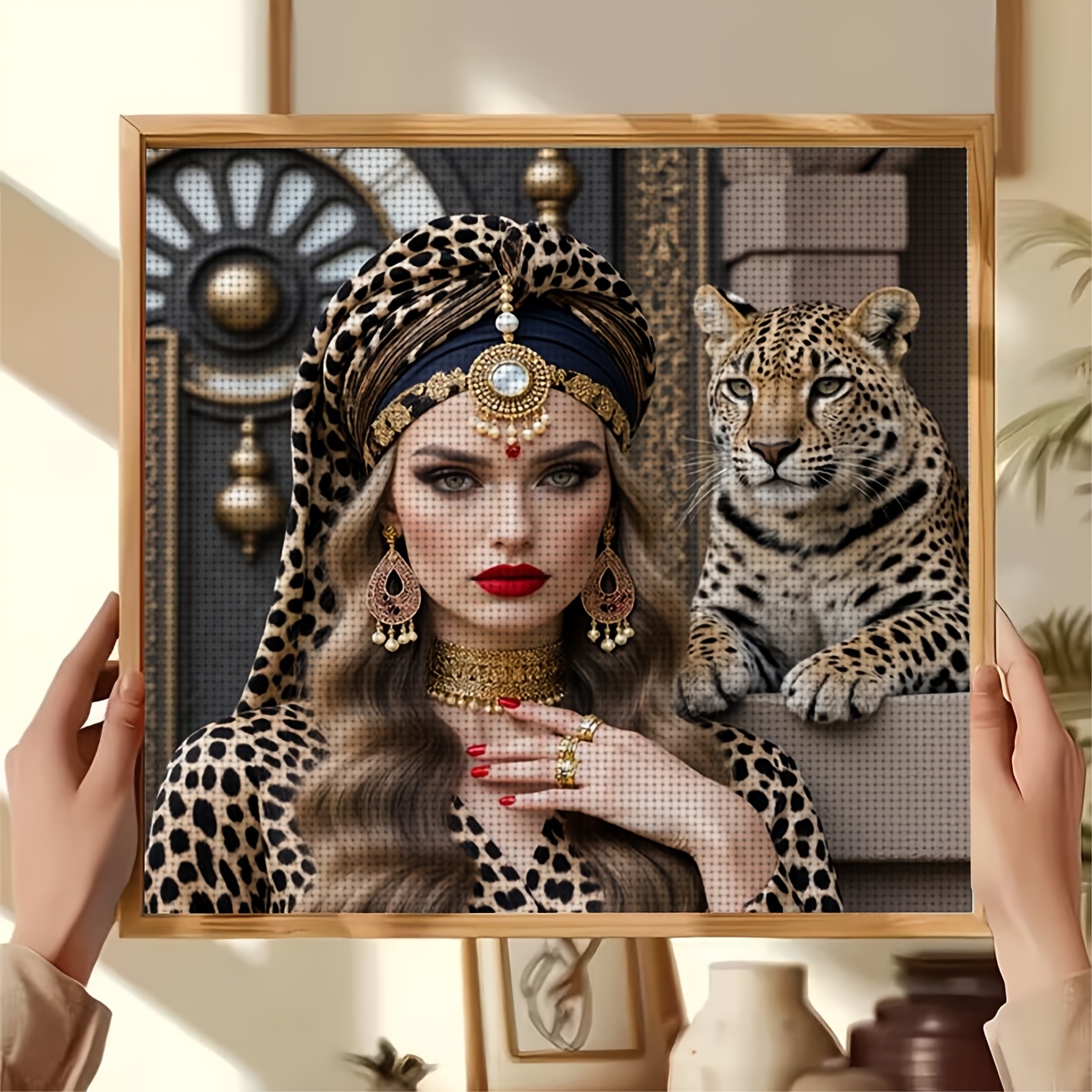 DIY Cross-Stitch Printed Kit, Unframed, "Leopard Print with Leopard" Pattern