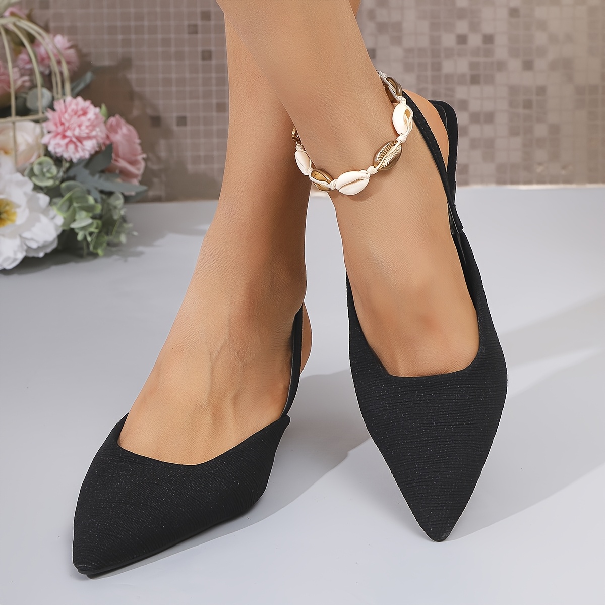 TEMU Women's Stylish Pointed Toe Casual Elegant Kitten Heel Solid Color High-heeled, Women Shoes