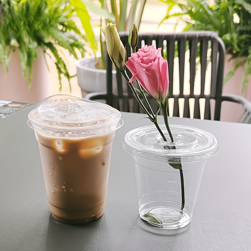 50pcs 24oz Clear Plastic Cups with Flat Lids