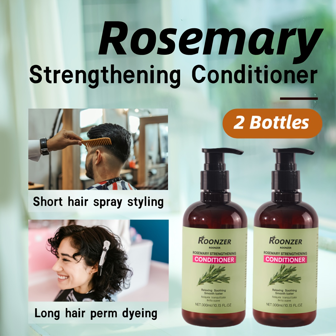 Image of 2 Bottles Rosemary Hair Conditioner Set Suitable For All Hair Types Unisex Gift 600ml 20.3oz Oil Control Cleansing And Relaxing Gentle Hair Care Contains Hyaluronic Acid Roonzer Brand