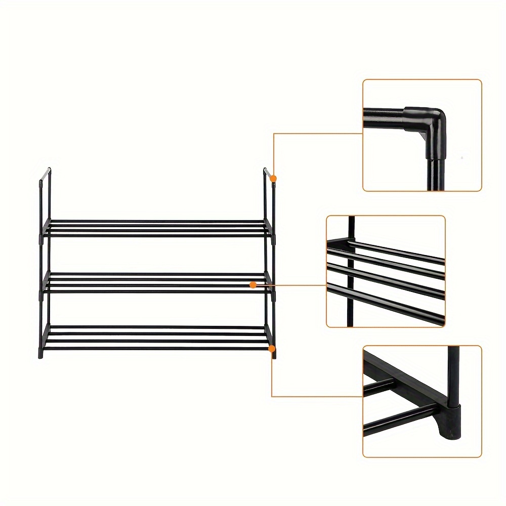 

Etagère à chaussures à 3 niveaux, tour à chaussures, étagère de rangement pour chambre à coucher, entrée, couloir et placard, couleur noire.