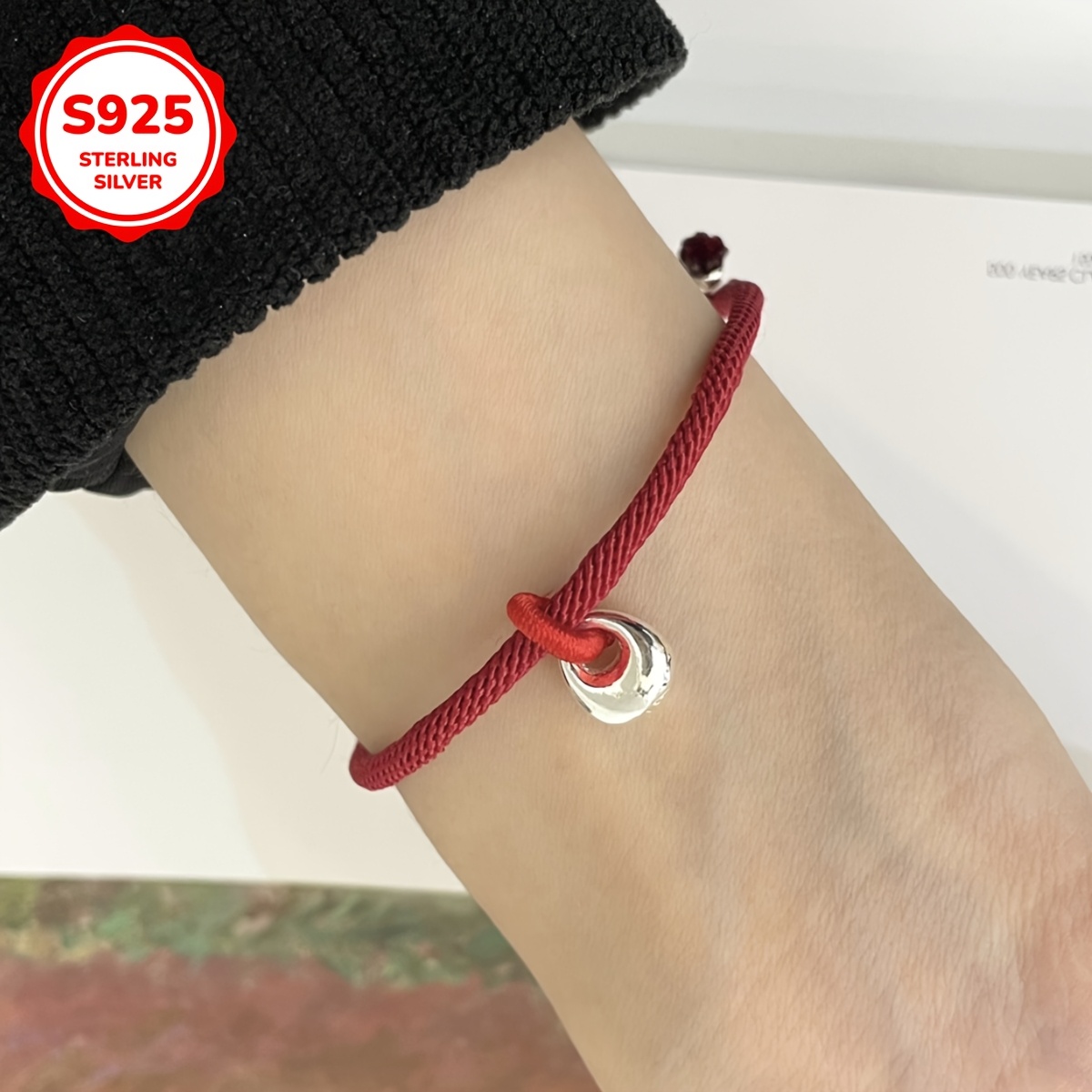 925 Silvery Circle Braiding Rope Bracelet, Zodiac Gift