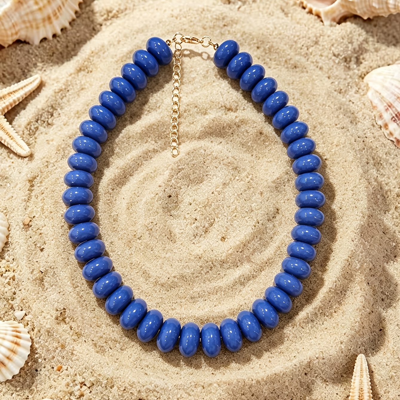 TEMU 1pc Western Bohemian Style Plastic Geometric Flat Beads Hand Threading Women's Necklace Holiday Gift Daily Use