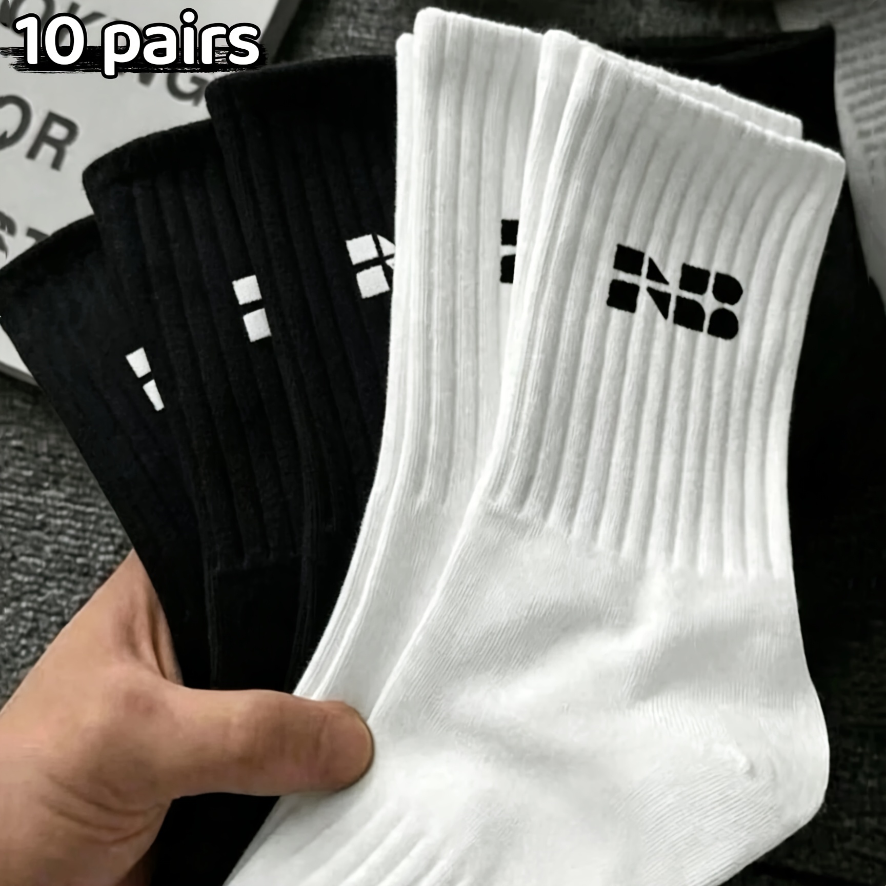 TEMU 1/5/10/20 Paar Herbst-, Winter-, Frühlings- Sommer-Top-Styles: Trendige, bequeme, wadenhohe Socken; Sportlicher Stil, atmungsaktiv,