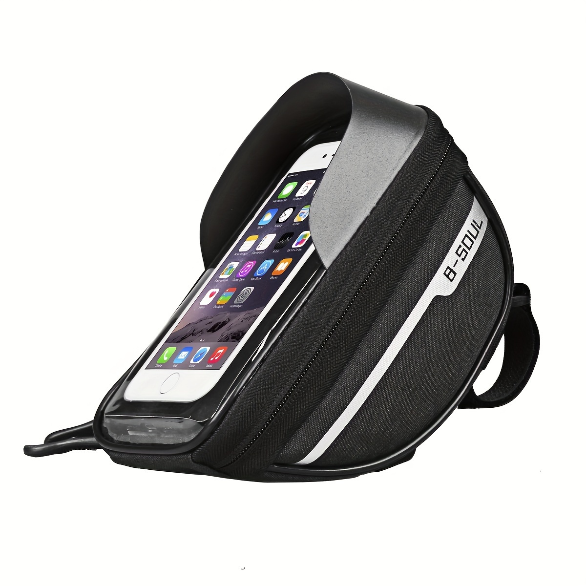 1pc B-SOUL Touch Screen Compatible Polyester Bike Bag, Adjustable Strap Mountain Bicycle Handlebar Pouch for Cycling