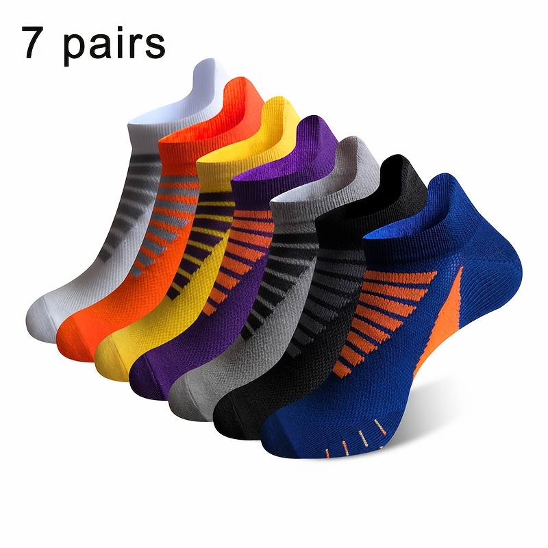 TEMU 7-pair Men's Ankle Socks, Breathable Men's Socks, Stretchy And Comfortable, Athletic Socks For Daily Casual Wear, Sports, Running, And Home Use