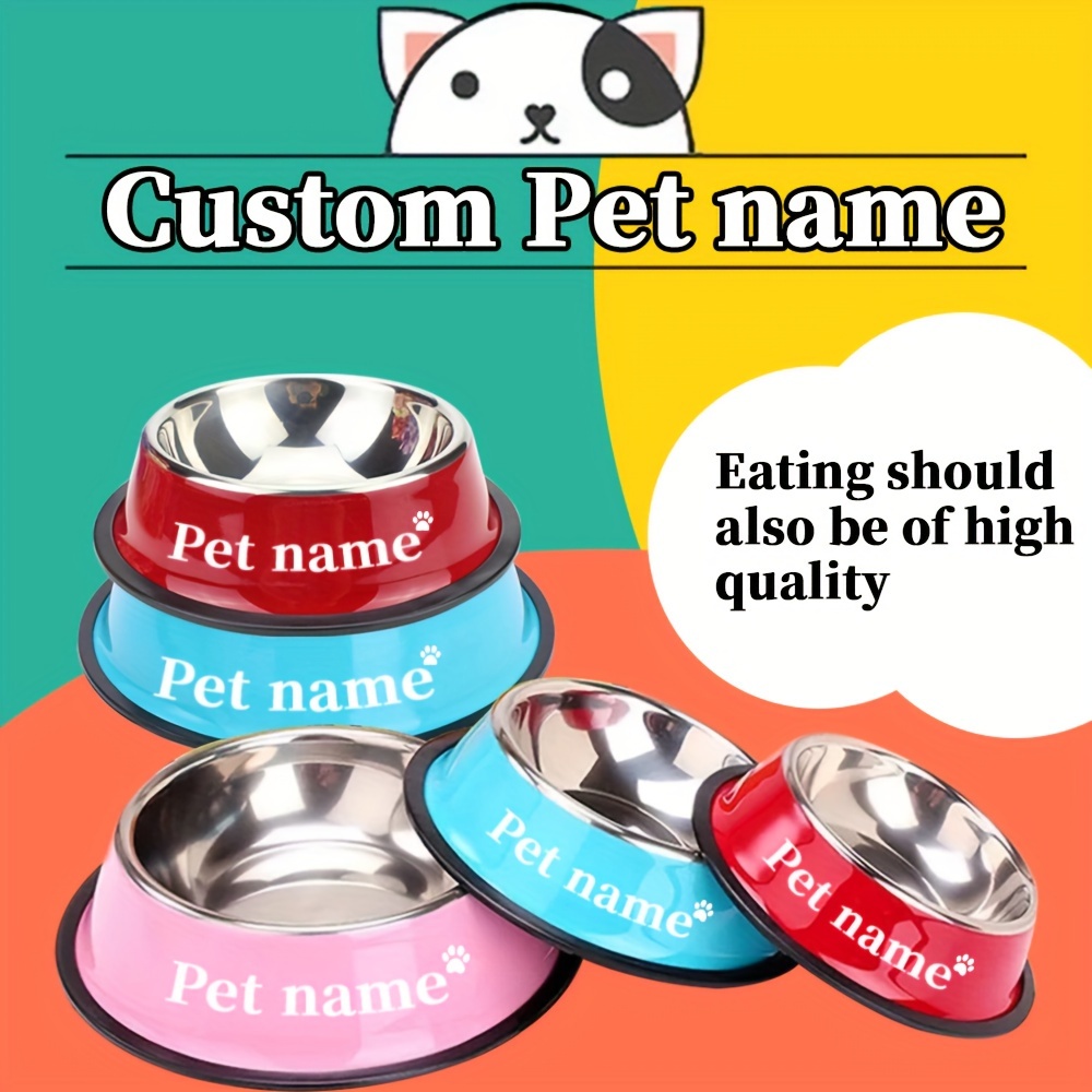 

1pc Custom Stainless Steel Pet Bowl - Non-slip, Anti-tip - Ideal Gift For Pets