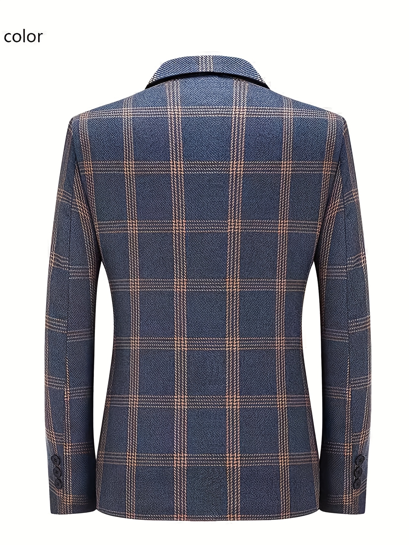 Men's Lightweight Fabric Business Casual Blazer - Geometric Pattern Spring/Fall Jacket with Notch Lapel & Double-Breasted Front, Machine Washable Regular Fit for Office & Social Events