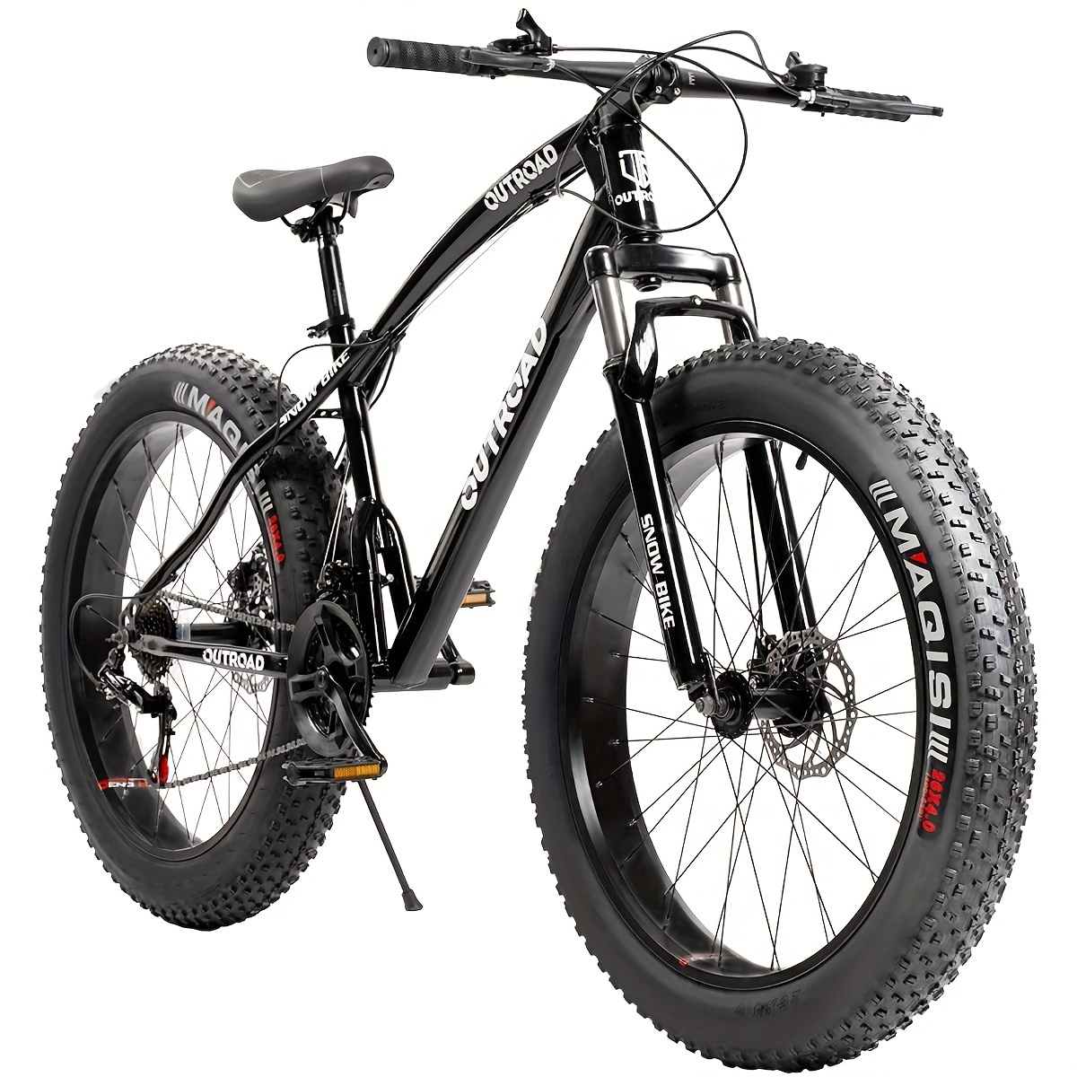 

26 Inch Fat Tire Mountain Bike, 21 Speed With Steel Frame, Double Disc Brake And Front Suspension Anti-slip Bikes