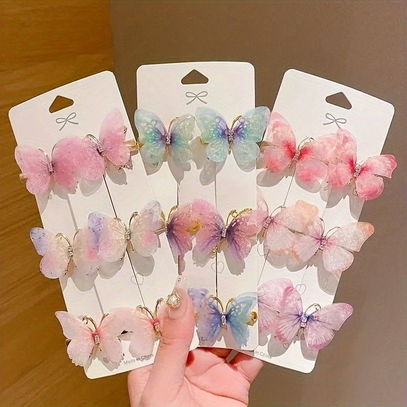 

6pcs Bling Bling Rhinestone Decorative Butterfly Shaped Hair Clips Elegant Hair Fringe Clips Trendy Hair Barrettes For Women And Daily Use