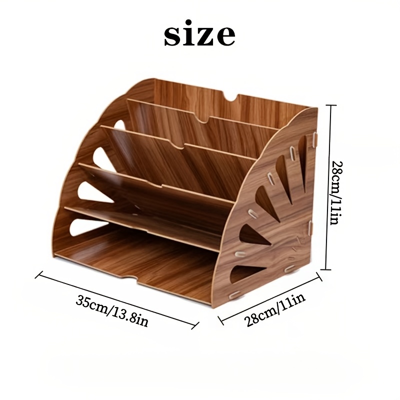 E-shop Holz-Schreibtisch-Organizer mit Mehreren Ebenen - Zeitgenössischer Stil A4-Aktenaufbewahrung mit Ausschnitt-Design, Ideal für Büro & Zuhause -