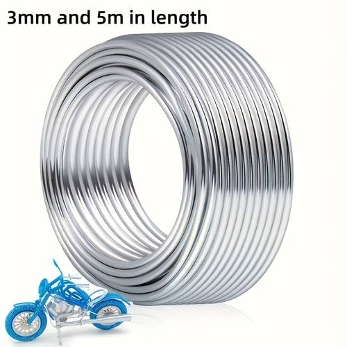 3Mm 5 Meter Long Flexible Craft Wire, Durable And Bendable, Suitable for Dolls, Models, Essential Decorative Materials, Crochet Yarn Hairpin Styling Wire, Craft Supplies, Model Building Wire, Doll Skeleton Wire, Flexible Wire Roll