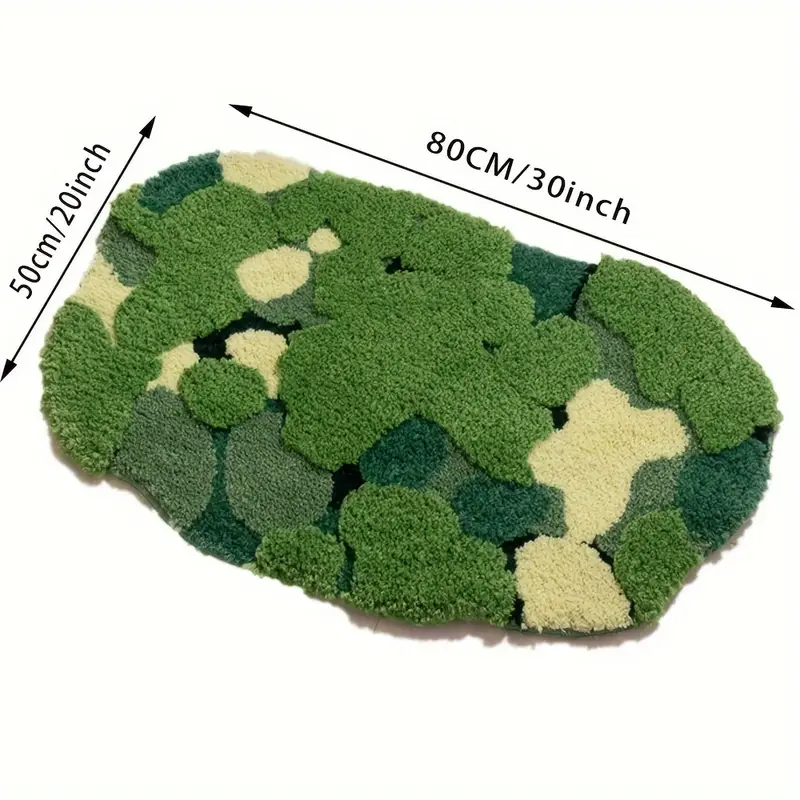 ultra soft plush moss shaped bath mat with non slip tpr backing super absorbent polyester machine washable rectangular rug for bathroom decor Product details 4