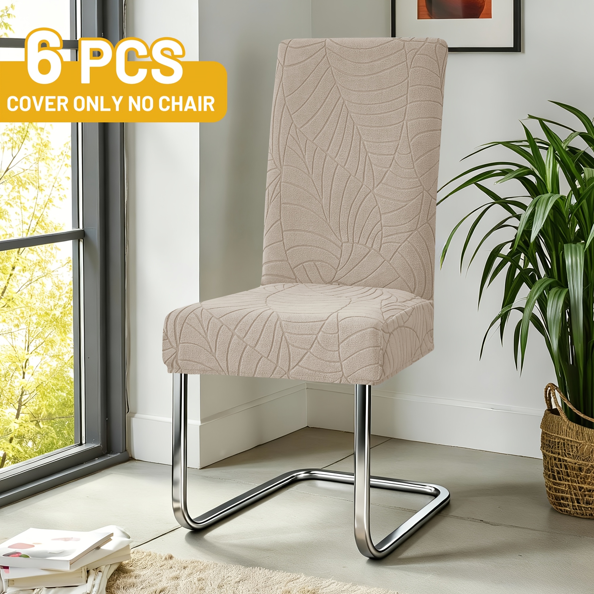 TEMU 4/6pcs Housses de chaise élastiques en jacquard feuille, housses de chaise pour hôtel, maison, restaurant, décoration de Noël et fêtes