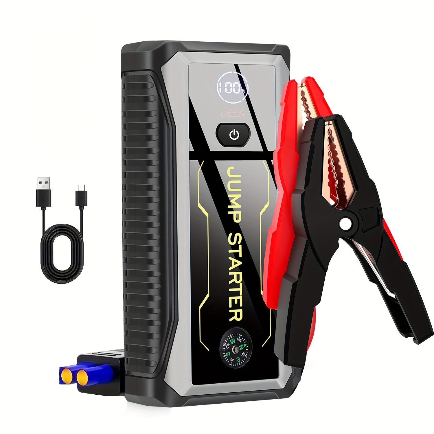 Jump Starter with Air Compressor, * 150PSI Battery Jumper Starter Portable (9.0 Gas/2.11gal Diesel), 12V Jump Box Car Battery Jump Starter with Smart Jumper Cables, 3 * Flashlight, LCD Display