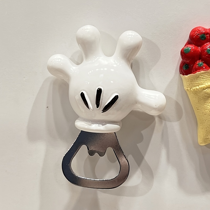 TEMU Dámský klíčenka s kresleným Mickey Mousem, klíčenka, kreativní trojrozměrný magnetický Mickey, multifunkční otvírák na láhve a magnet na lednici