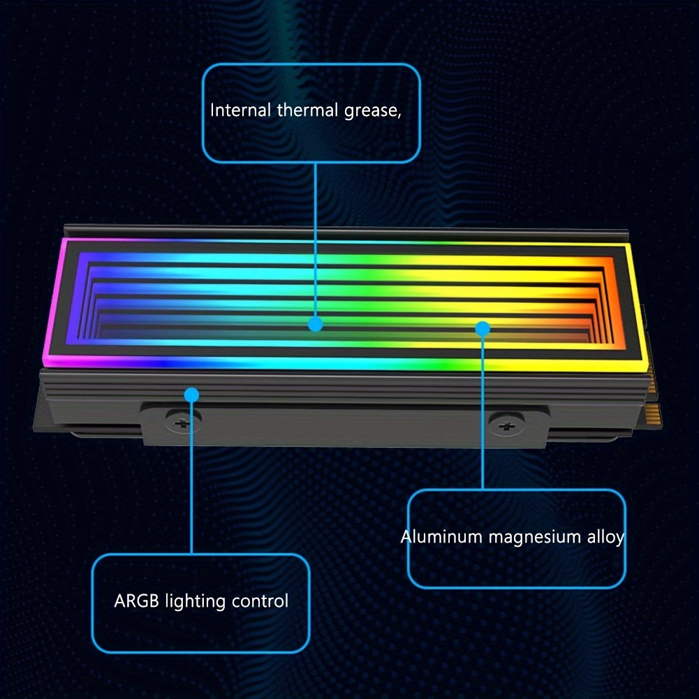 argb aura sync m 2   cooling vest aluminum heatsink for 2280 solid state drives rgb lighting   heat dissipation   for pc builds details 5