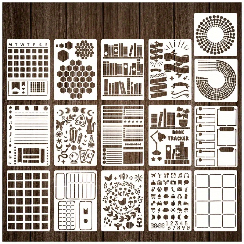 E-shop 16 Tagesordner-Templates mit Gitterstruktur, geeignet für -Tagebücher, multifunktionales Tagebuch-Templateset, Zeichen-Templates,