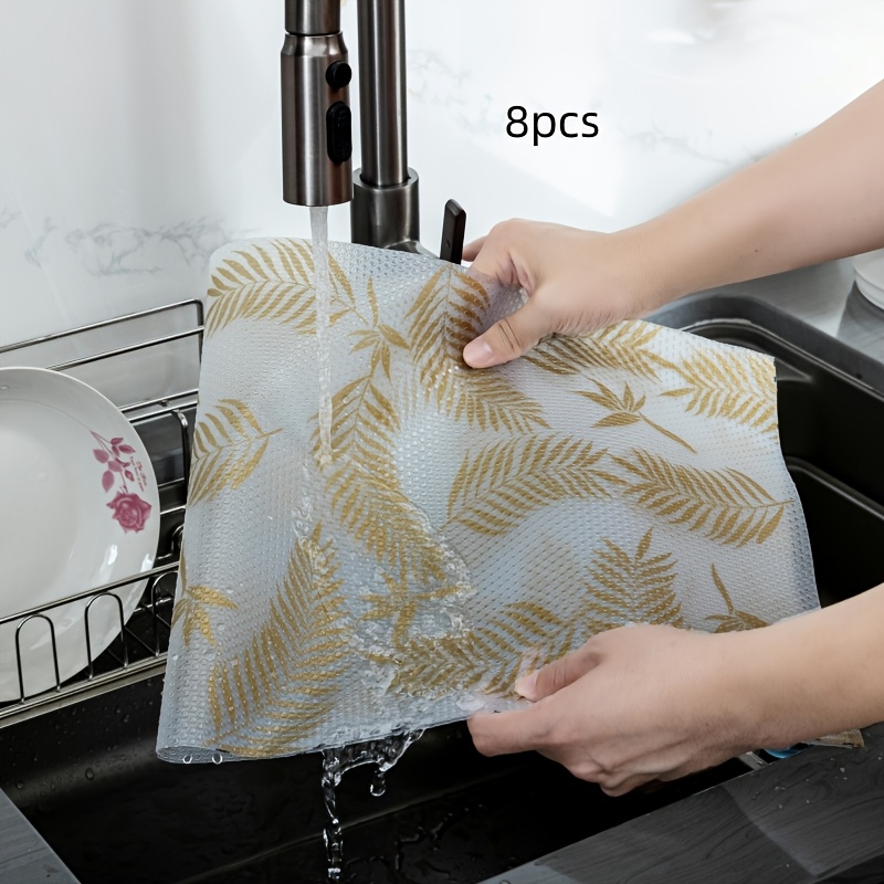 TEMU Set da 8 tappetini premium per frigorifero - Tappetini lavabili per frigorifero da cucina, rivestimenti per cassetti, design con foglia ,