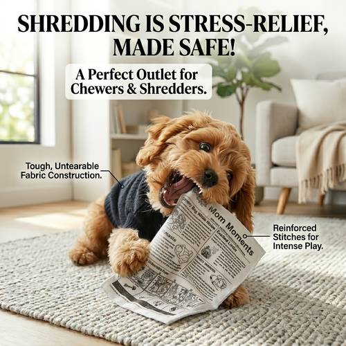 funny newspaper toy for all dogs cats crinkle paper sound toy for large medium small breeds durable fabric enrichment for boredom anxiety relief washable toy random font no battery required interactive fun for furry