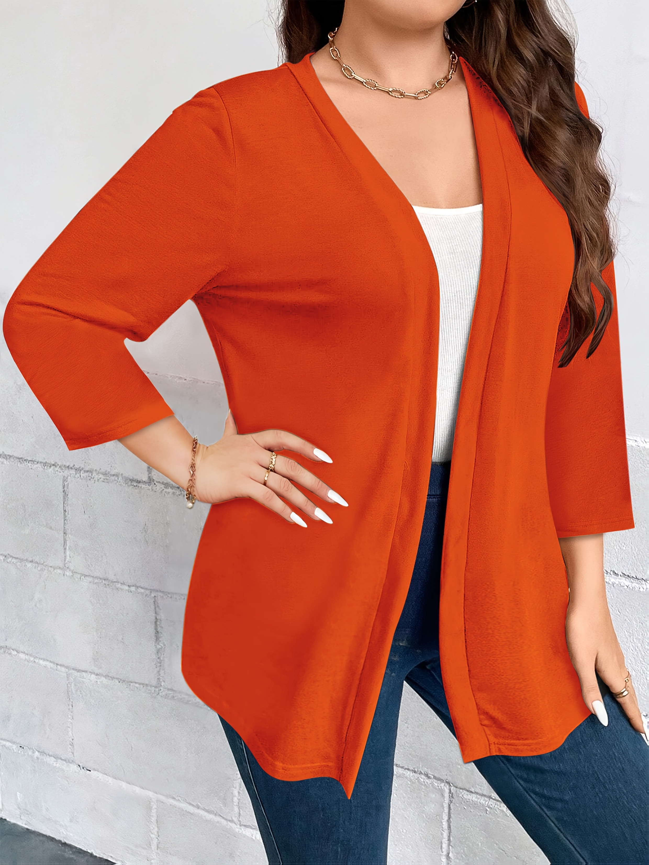 Cardigan Donna A Maniche Lunghe Morbido, Con Tasche, Lunghezza