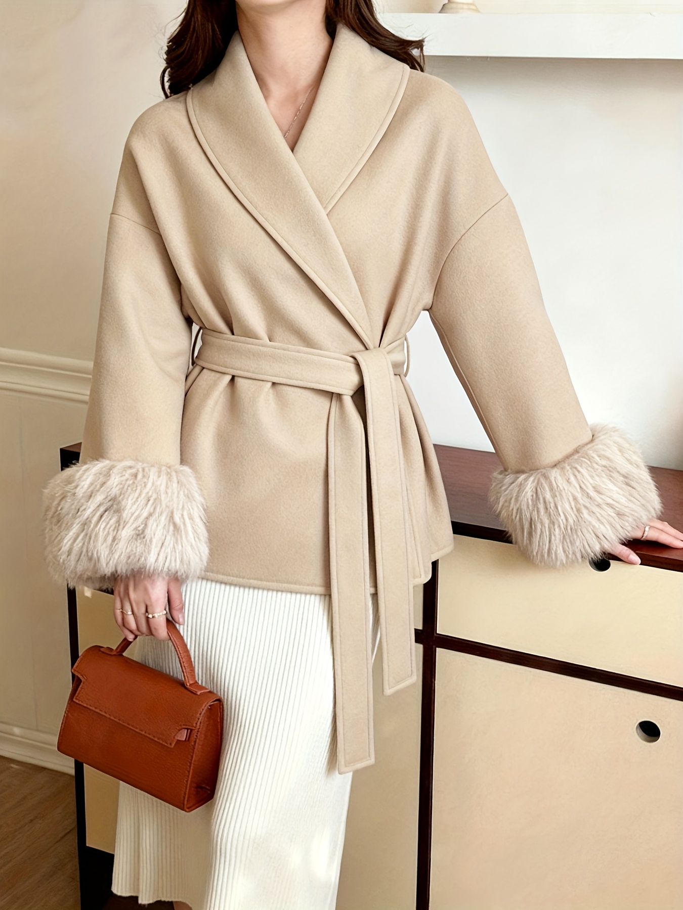 womens fashion elegant furry sleeve coat autumn winter womens clothing Product details 29
