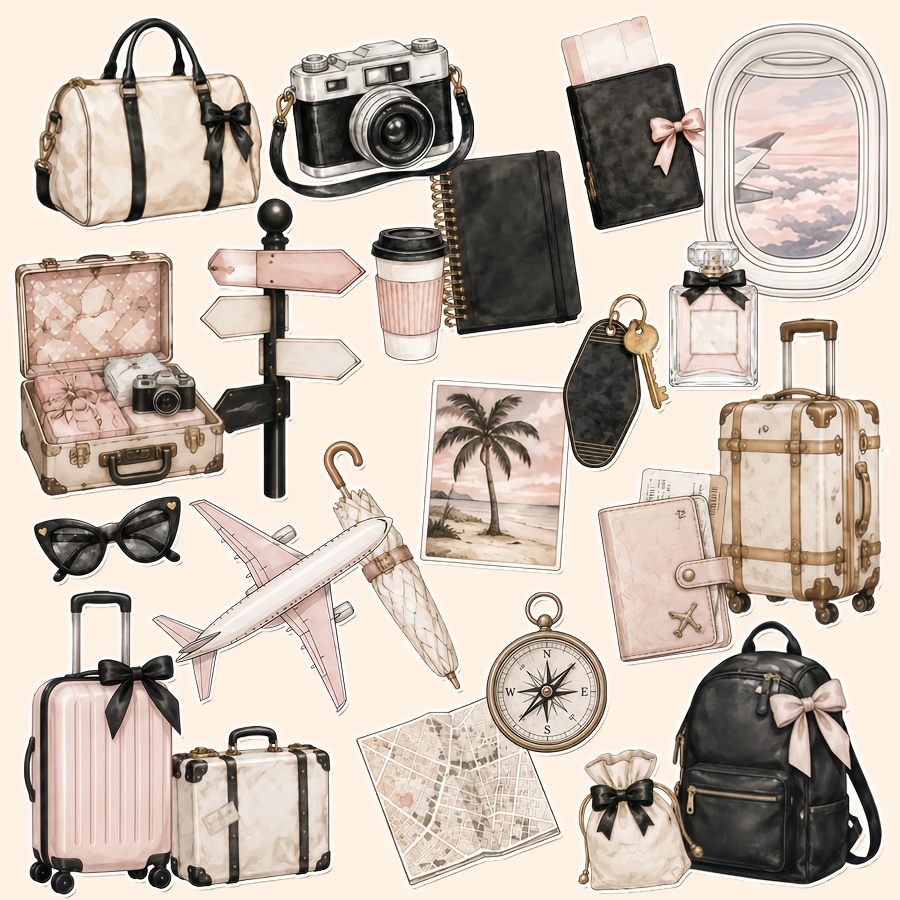 TEMU 1 Set, Travel Vacation-themed Stickers, Office-themed Stickers, Seal Stickers, Friendship And Love Gift Stickers, Packaging Stickers, Holiday
