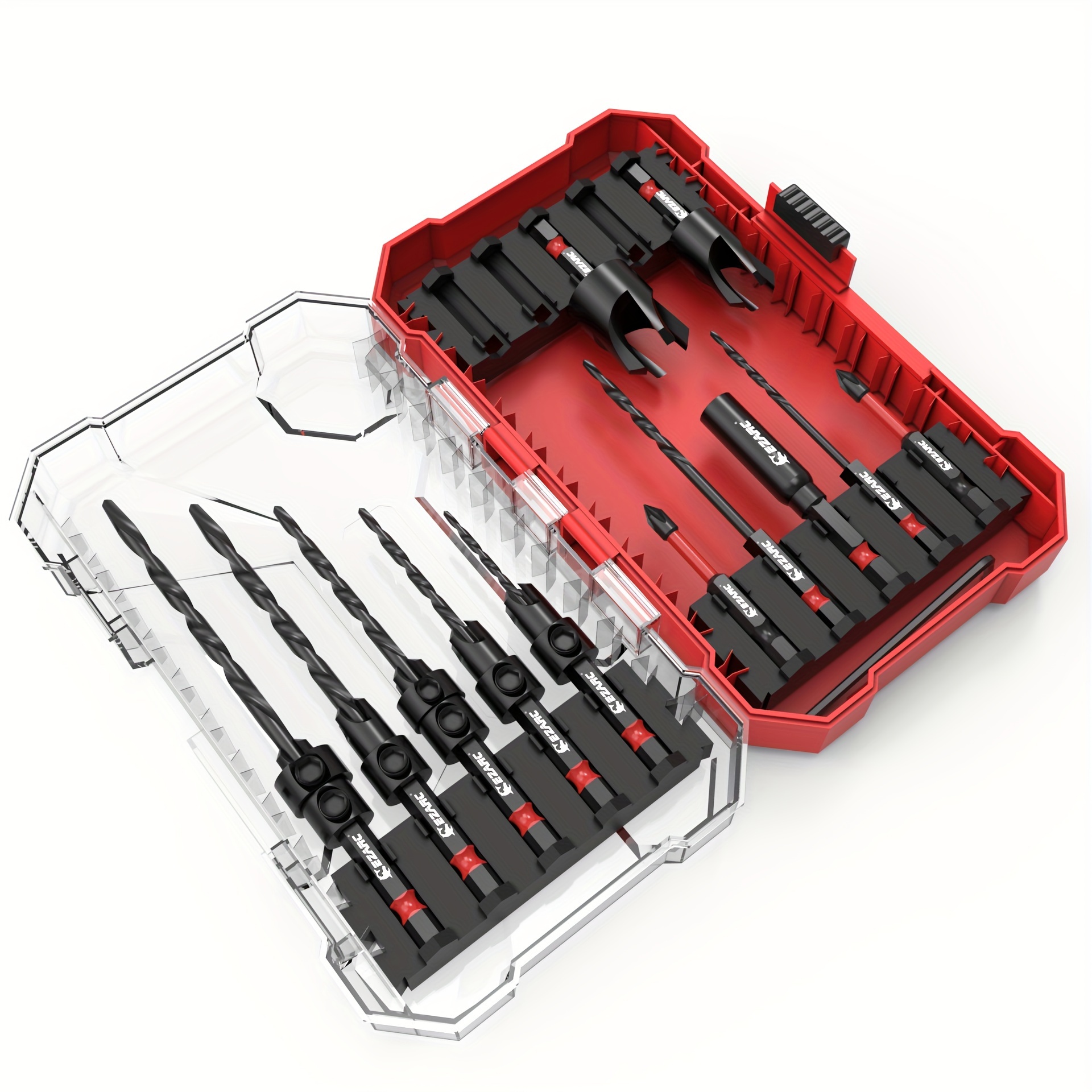 

Ezarc 15pcs Countersink Drill Bits Set, Tapered Drill Bits For Wood, With Bits, Extension Bit Shaft, Wood Plug Cutter, Nitride-treated Hss, Precision Depth Control