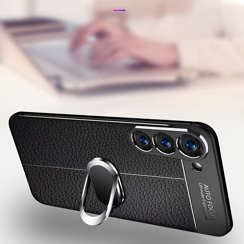 Phone Case with Lychee Pattern, Easy to Remove and Soft Shockproof Design for Samsung A55/A15/A35/A25 5G/A23/A14 5G/S24/S24 Ultra/S24 FE/S23/S23 Ultra/S23 FE, Includes Ring Stand