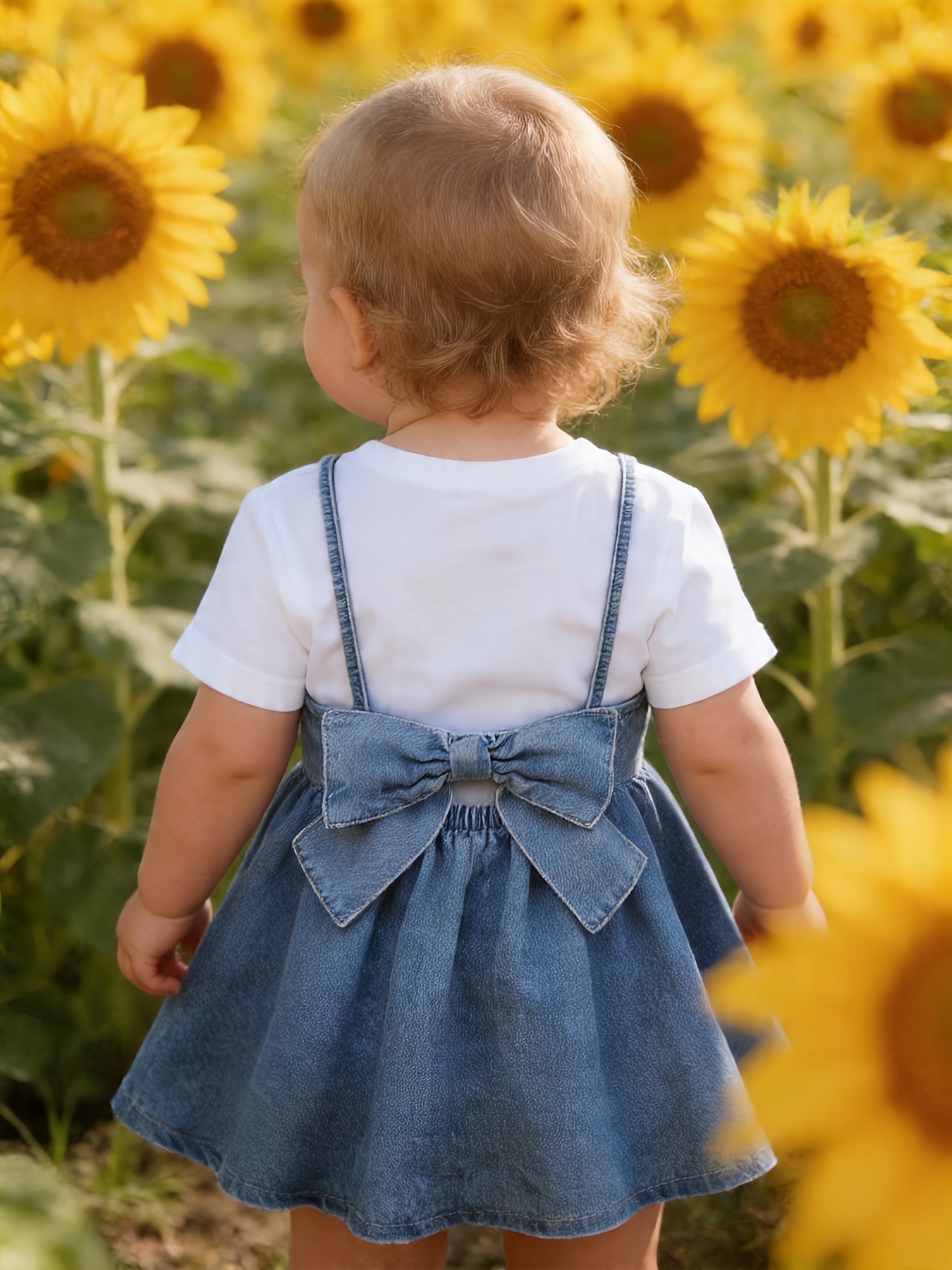 Baby Girl Cute Bow Knot Denim Spaghetti Strap Dress in Blue, Kid Girls Spring And Summer Casual Vacation Country Boho Wear, Beach Outfits for Kid Girls * Outfits, Rave Outfits Festival Denim Dress