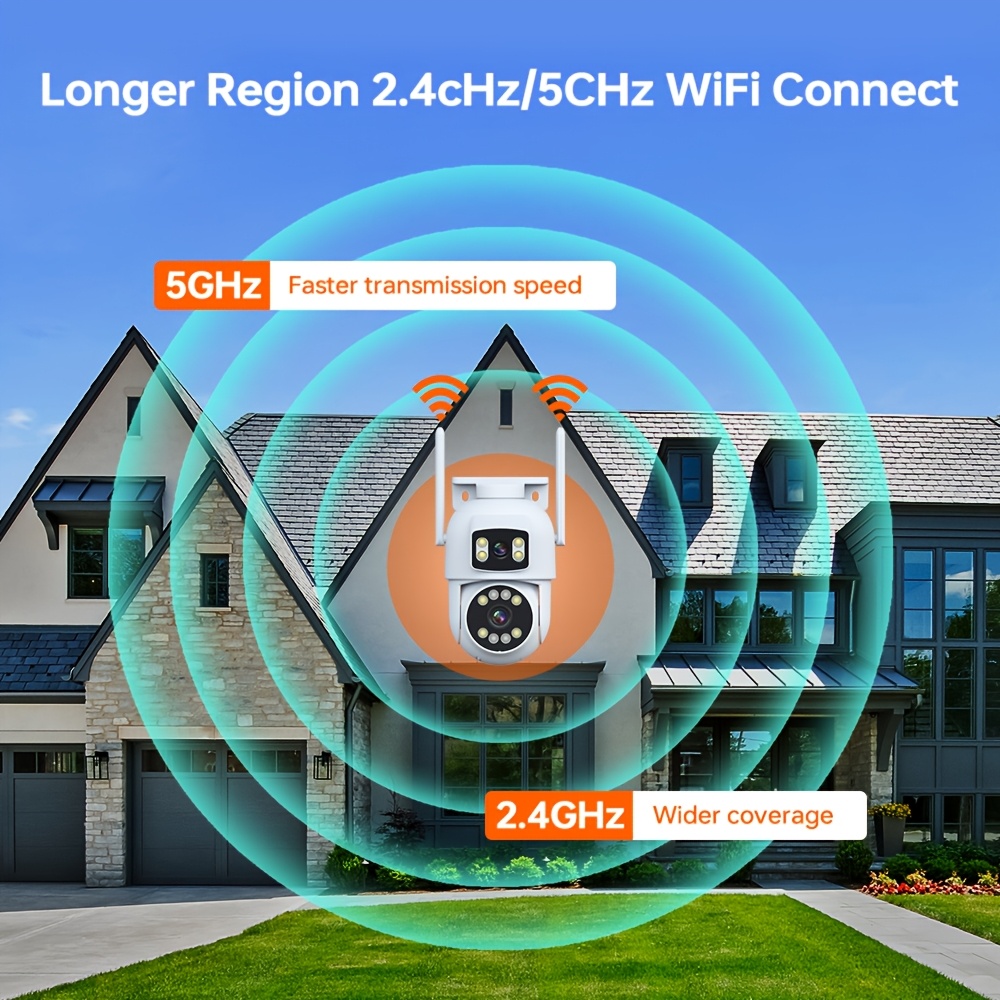 ZHXINSD 4MP Dual Lens Wireless Security Camera, 2K 1920p HD, 360° Pan-Tilt Auto Tracking, AI Human Detection, Full Color Night Vision, Two-Way Audio, 2.4G/5G WiFi, with Smartphone App Control, USB Powered, for Ages 14+ details 3