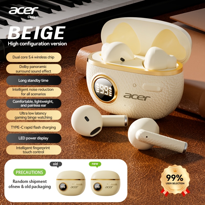 Image of [acer Genuine Product] True Wireless Stereo (tws) Earphones, Extra-long Standby Sports Running Semi-in-ear, Sound, Stereo + Call Noise Cancellation, Low-latency Gaming Mode, Lightweight Touch-