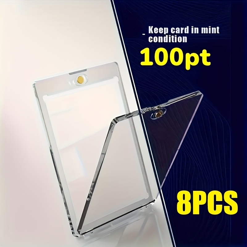 Image of 8pcs Clear Magnetic Trading Card Holders Compatible For 75pt/100pt/130pt/180pt Cards, Display With Magnetic Backs - Storage For Sports Cards, Decks (gift For Christmas, Thanksgiving, New Year)