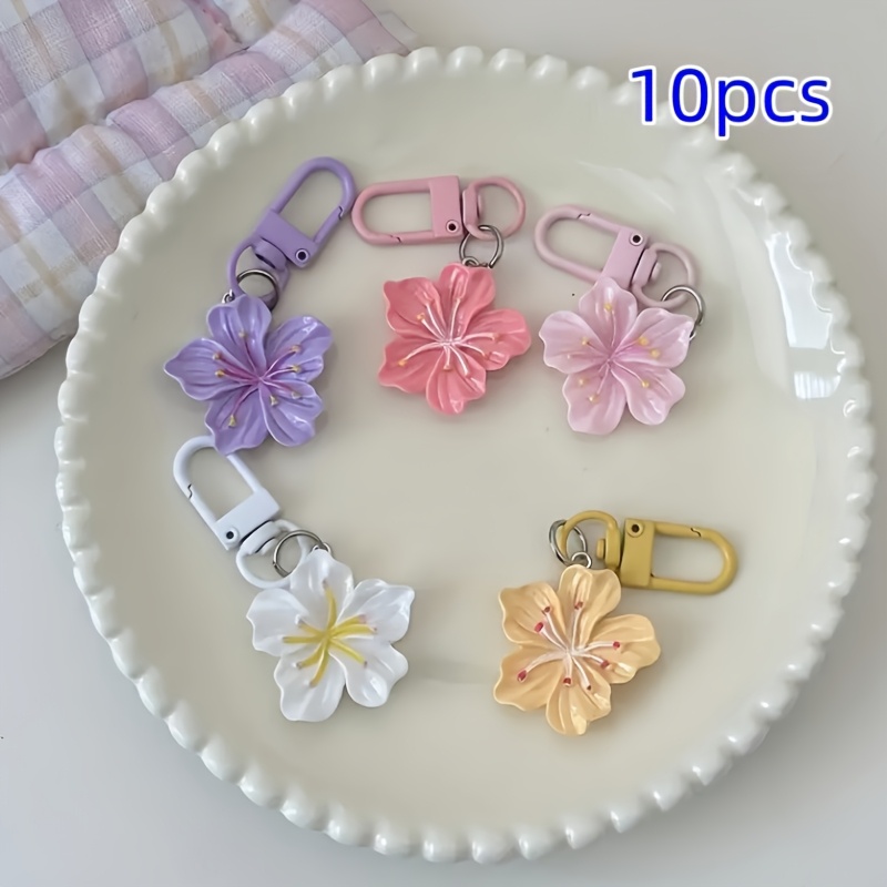 E-shop 10 Stück Romantischer Kirschblüten-Schlüsselanhänger, Süßer und einfacher Blumenanhänger, Karabinerverschluss, Legierung/, Geschenke für Paare