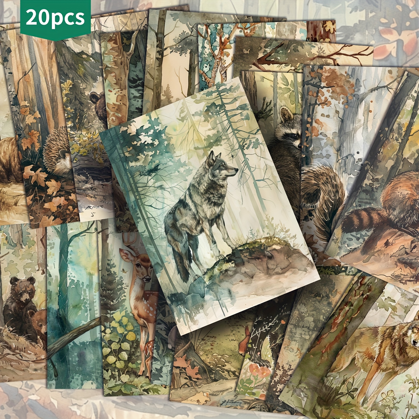 Image of 20-pack Vintage Animal Postcards - 4x6 Inches Mermaid Junk Journal Paper, Classic Pinup Illustrations, Collectible Decorative Painting Cards For Scrapbooking & Crafting